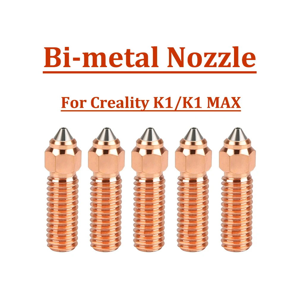 2pcs For Creality K1/K1 MAX Nozzle Bi-metal Chromium Zirconium copper Hardened Steel Nozzle 0.4mm 3D Printer Parts