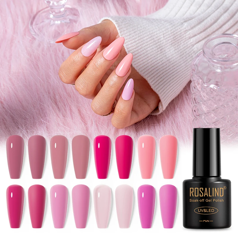 ROSALIND Pink Gel Nail Polish 5ML For Nail Art UV LED Soak Off Base Matte Top Semi Permanent Hybrid Varnish Nail Gel New