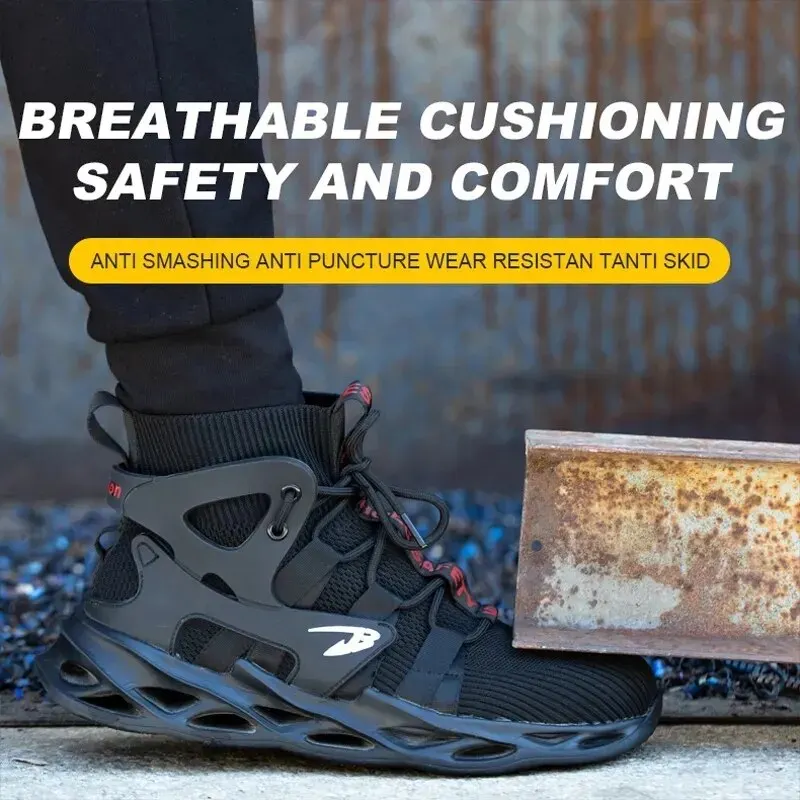 Zapatos de seguridad para hombre, zapatillas de trabajo a prueba de pinchazos, zapatos de trabajo ligeros, zapatos con punta de acero para hombre, botas de seguridad, zapatos indestructibles