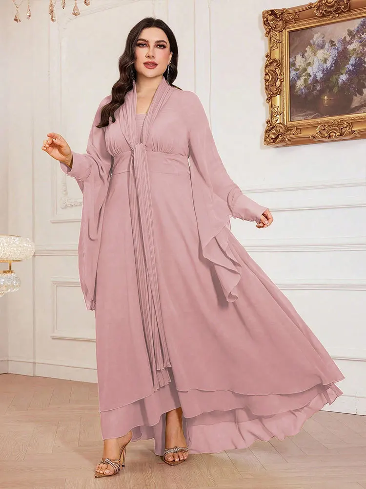 KYP1276- Exquisite European, American, Middle Eastern elegant plus size dress, fashionable ruffle edge artistic retro dress