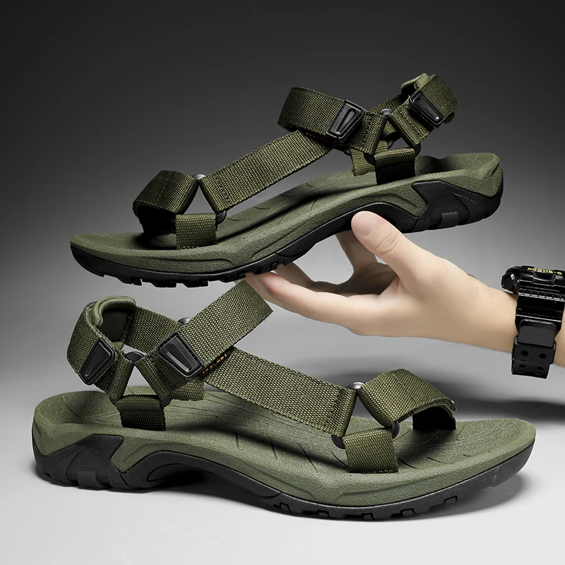 

Летние мужские сандалии высокого качества, уличные регулируемые пляжные сандалии, мужские спортивные сандалии, удобная нескользящая пляжная обувь для мужчин