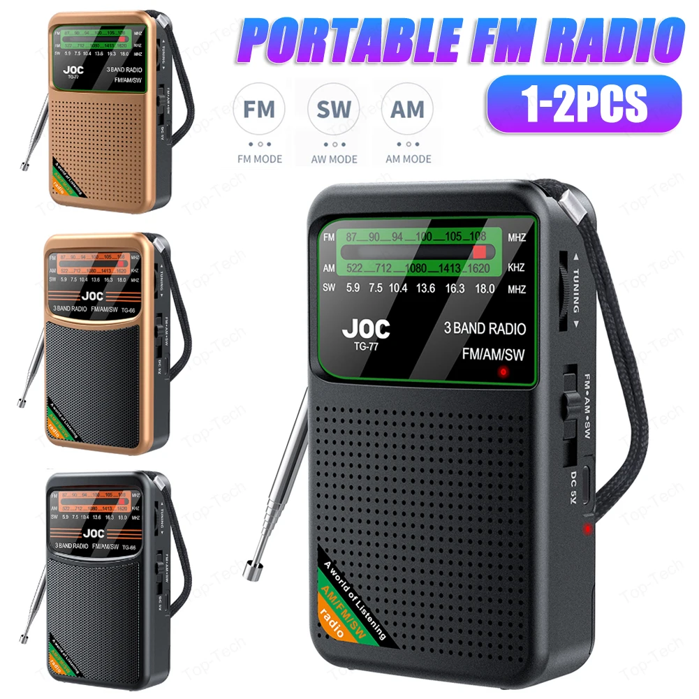 Portable Radio AM/FM/SW Pocket Radio Type-C Rechargeable Battery Supports Wired Earphone Emergency Mini FM Receiver Radios