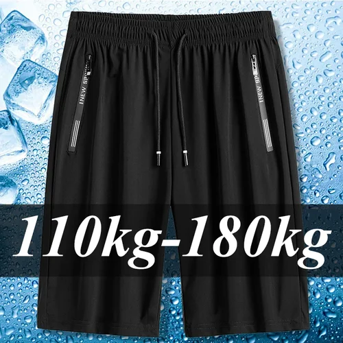 pantalones cortos de hombre grande para hombre, pantalones cortos de gimnasio de talla grande 6XL 7XL, pantalones cortos elásticos de seda helada para playa de verano, transpirables de secado rápido