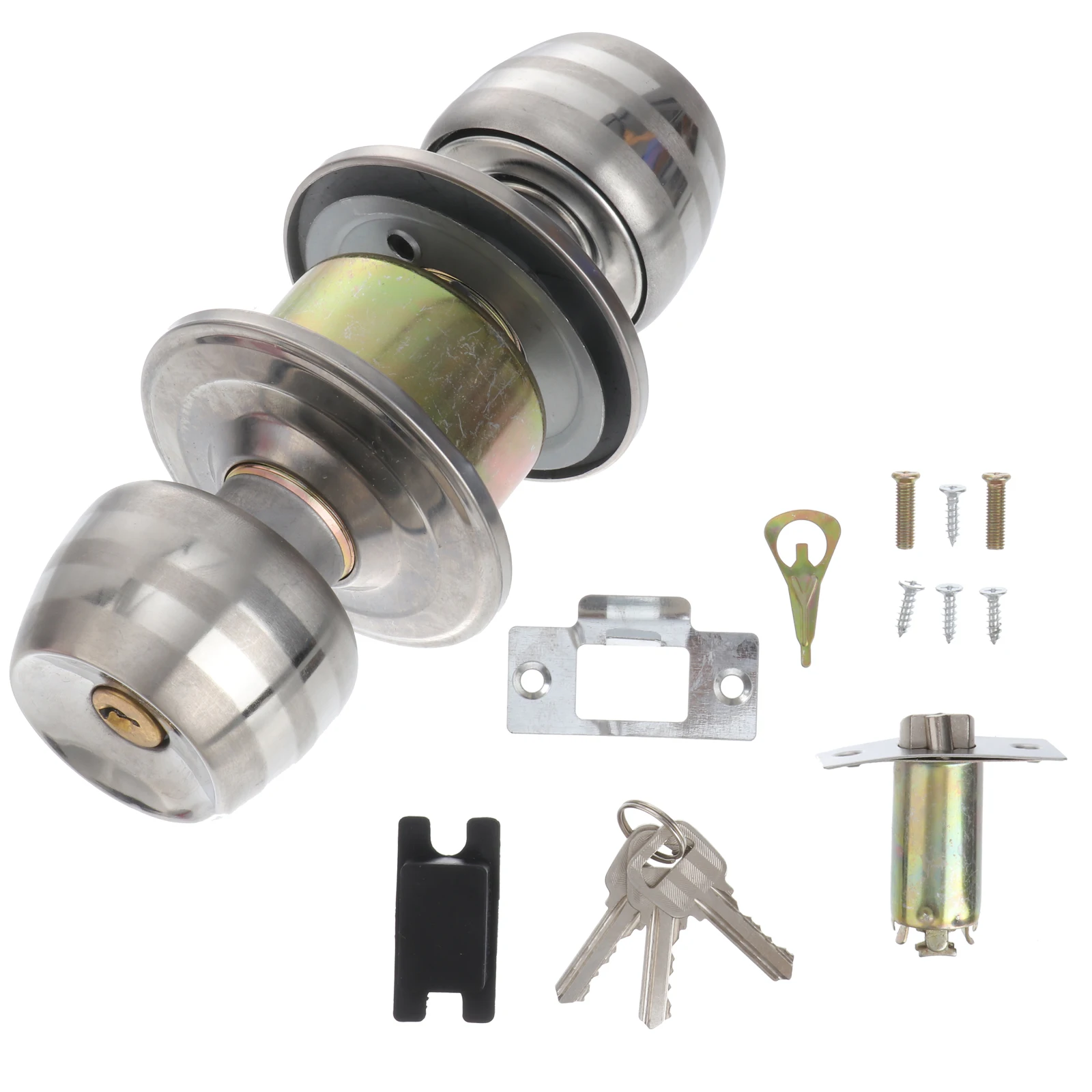 

Stainless Steel Spherical Lock Single Tongue Bathroom Bedroom Door Lock Smooth Knob Rotation Durable Home Room Hardware