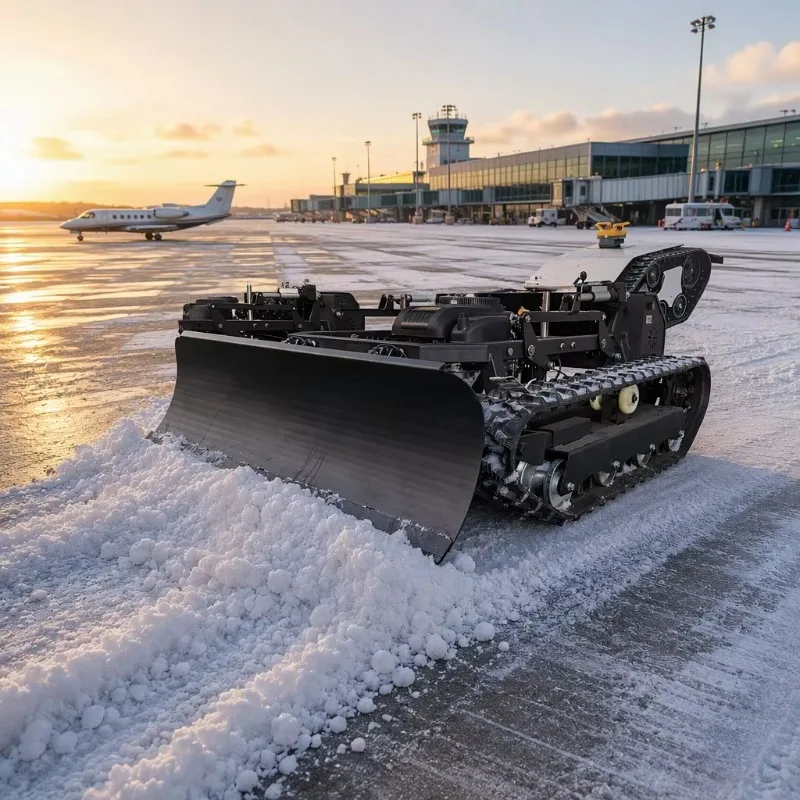 Factory Direct Remote Control Tracked Snow Plow Battery Powered 22HP 4-Stroke Hydraulic  Roadside Municipal Clearing
