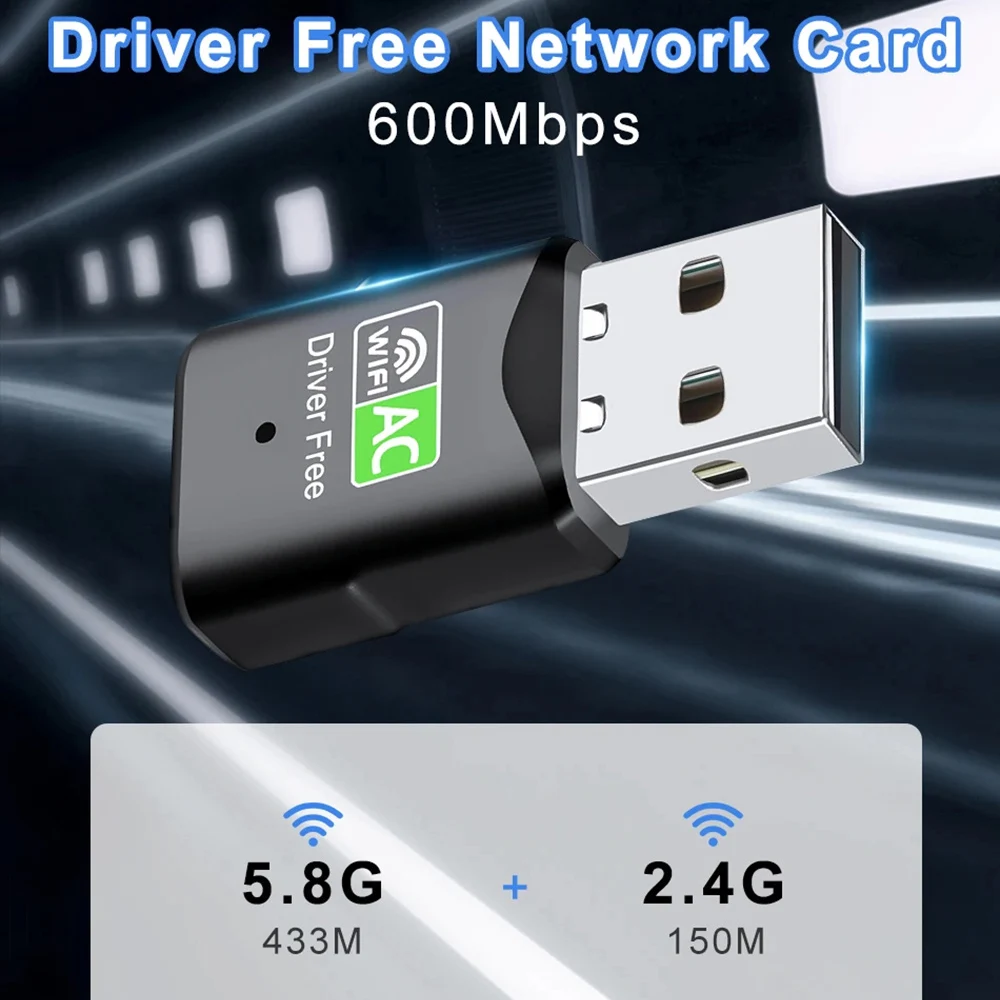 600Mbps USB WiFi 어댑터 듀얼 밴드 2.4G 5GHz Wlan Adaptador 무선 네트워크 카드 Wifi 수신기 드라이버 무료 PC 노트북 Win 10