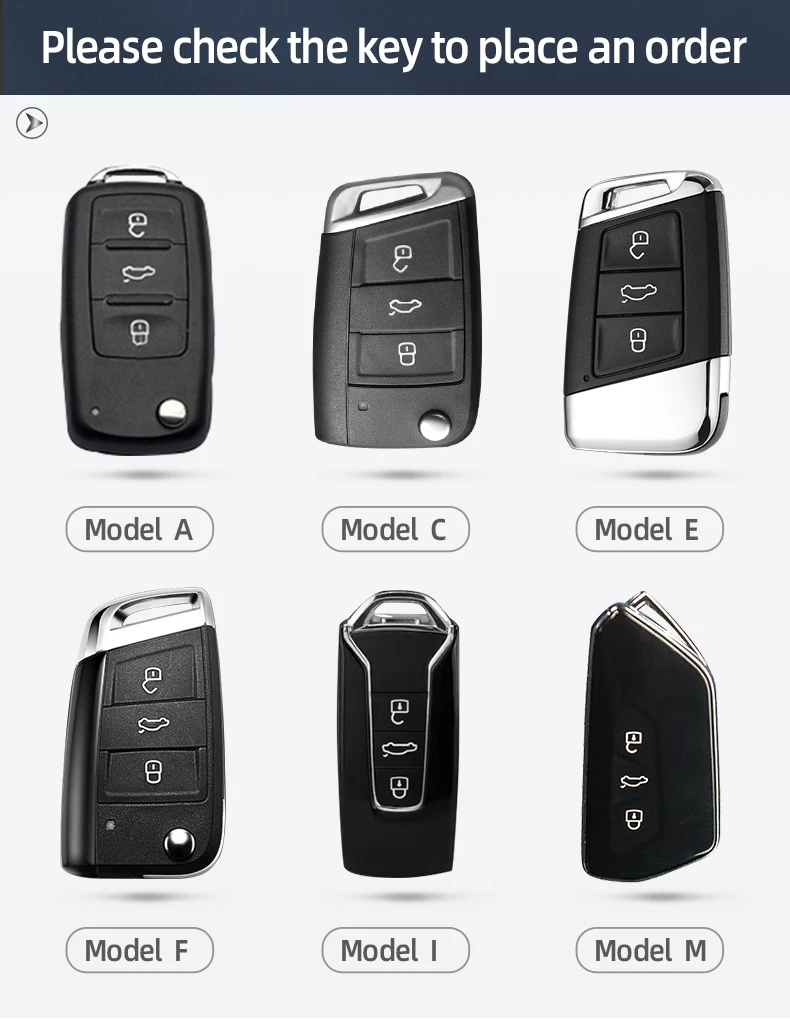 Car Key Fob Cover For VW Id4 Polo Golf Touran Smart 3 Buttons Zinc Alloy Remote Keyless Key Case Protection Shell Accessories