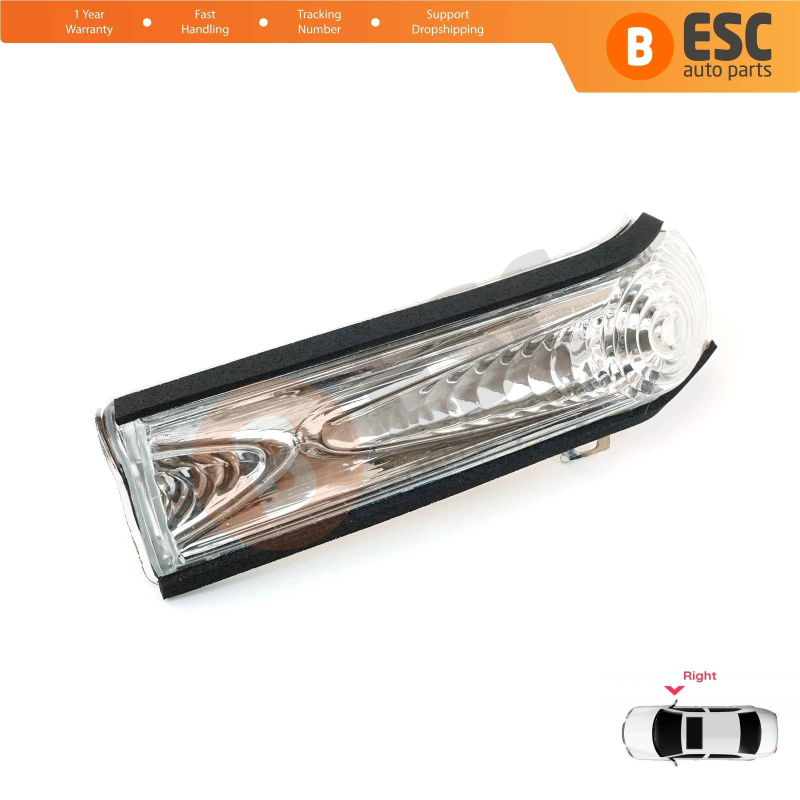 

ESC Auto Parts ESP908-2 Side Door Wing Mirror Indicator Lamp White Lens RIGHT 71765377 for Fiat Doblo 2 Opel Combo D