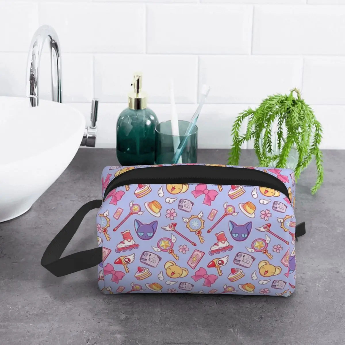 Sakura Card Captor - Violet Makeup Bag Cosmetic Organizer Storage Dopp Kit Toiletry Cosmetic Bag Women Beauty Travel Pencil Case