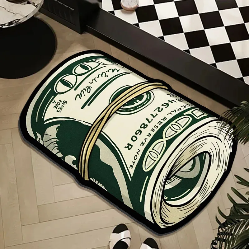 VIKAMA Fashion Print Dollar Mat Insulating, Warm, Non-Slip Entrance Hallway Doormat Bathroom Toilet Rug Home Decor