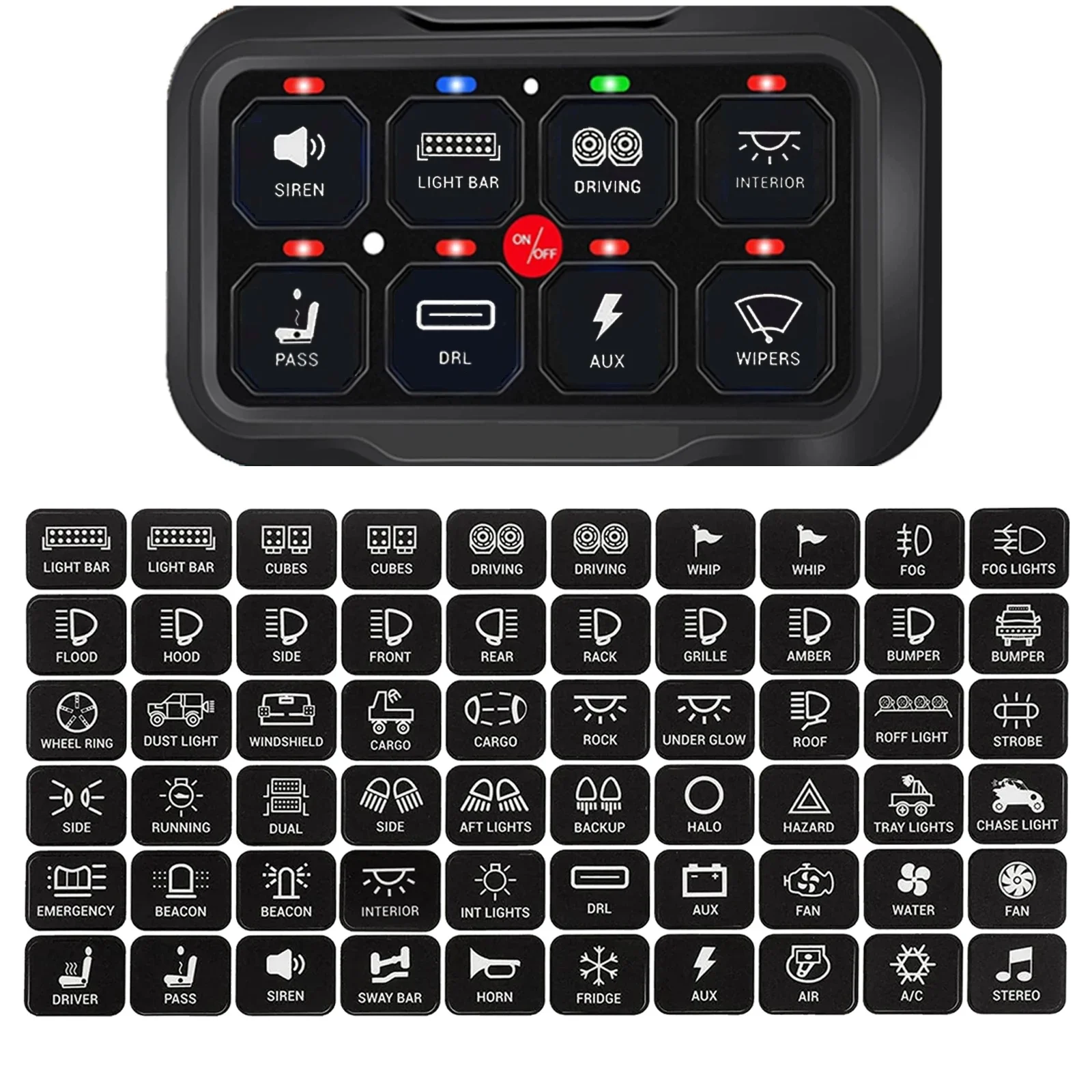 120Pcs Waterproof Switch Label Stickers Black Icon Decals For Car RV Boat Van Truck Touch Control Panel Interior Modification Id