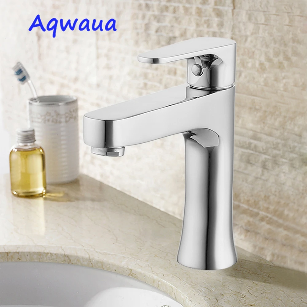 

Aqwaua Bathroom Basin Mixer Faucet Ceramic Cartridge Chrome Accessories Bags Brass Body Cold Water Deck Mounted Single Hole