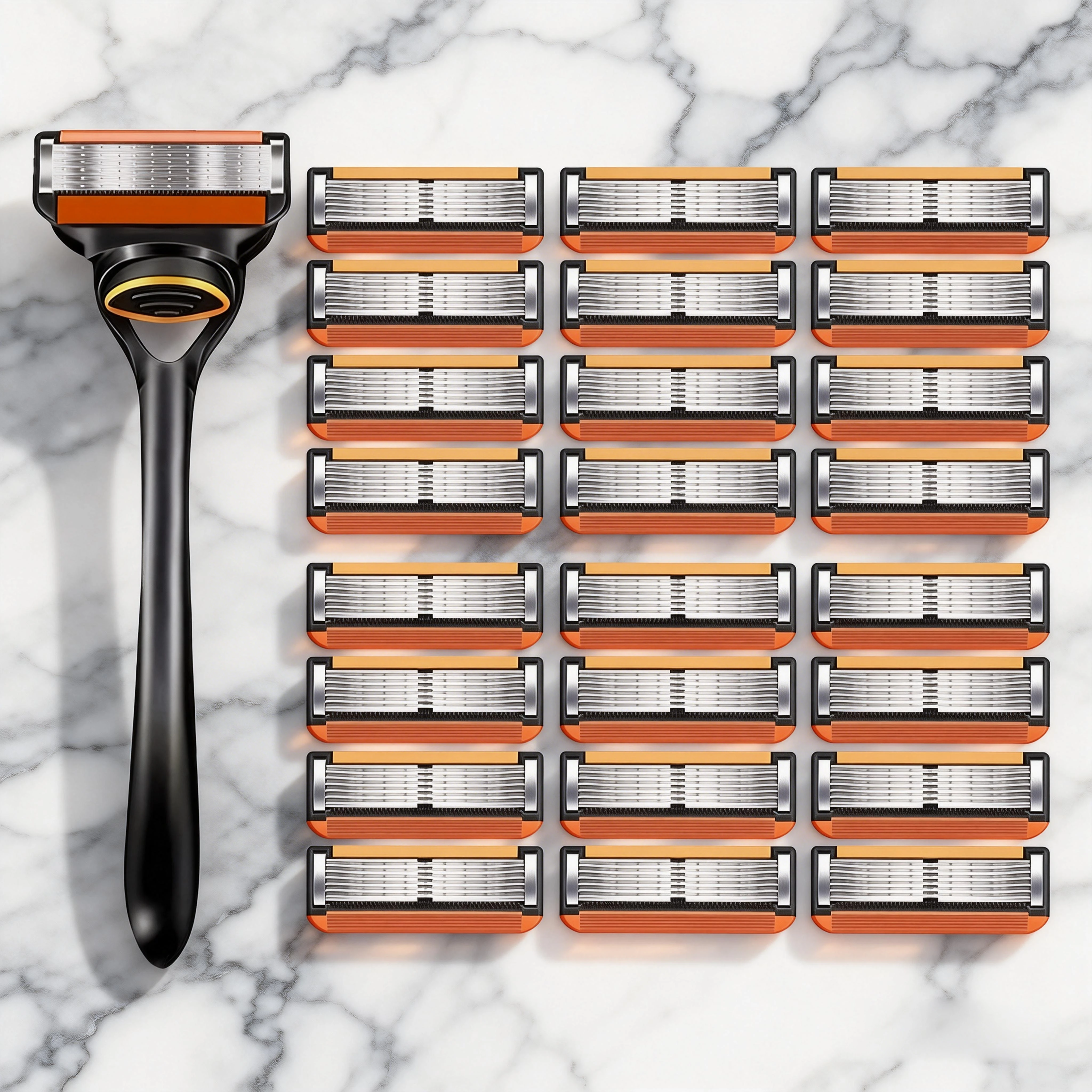 

1 Men's Manual Safety Razor Features precision 6 layer stainless steel blades and an ergonomic handle. Includes 4-24 replacement