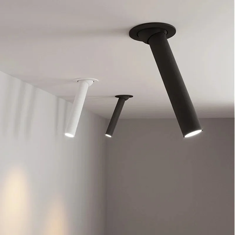 LED Spot Lamp Angle Rotatable Ceiling Light Black/White Long Tube Ceiling Recessed COB for Kitchen Bedroom Picture TV Background