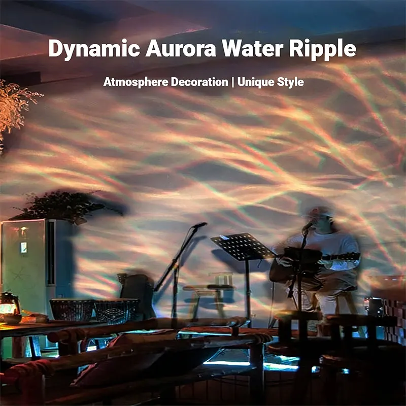 Dynamic Aurora Borealis Water Ripple Outdoor Waterproof Courtyard Exterior Wall Bridge Spotlight Atmosphere Decorative Light