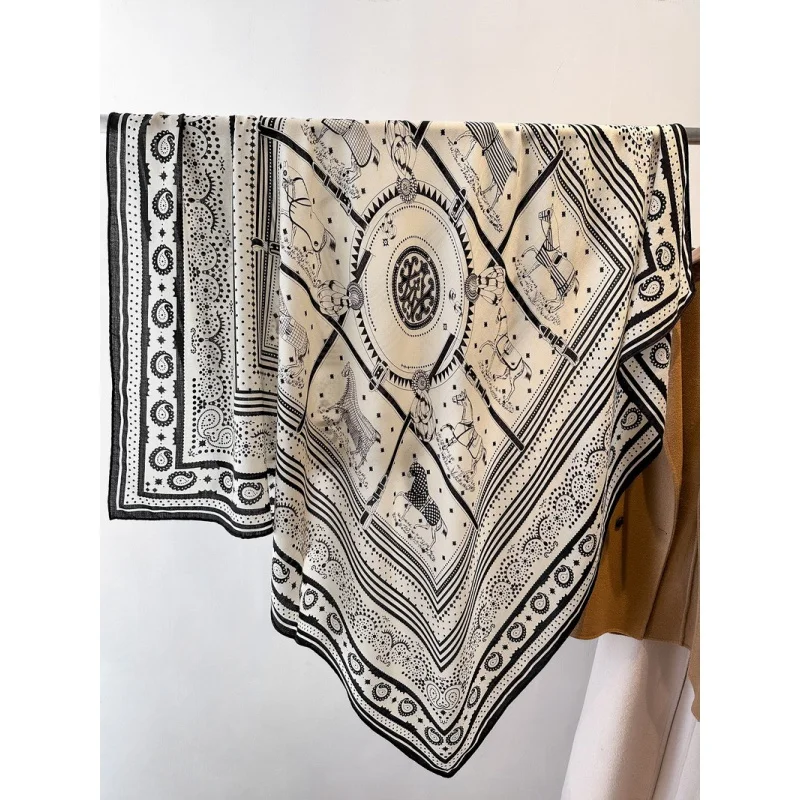 

Ele Mild Beige Silk Woolen Scarf for Women Luxury Lightweight Autumn Winter Wrap Versatile Faionable Camere Wool Scarf