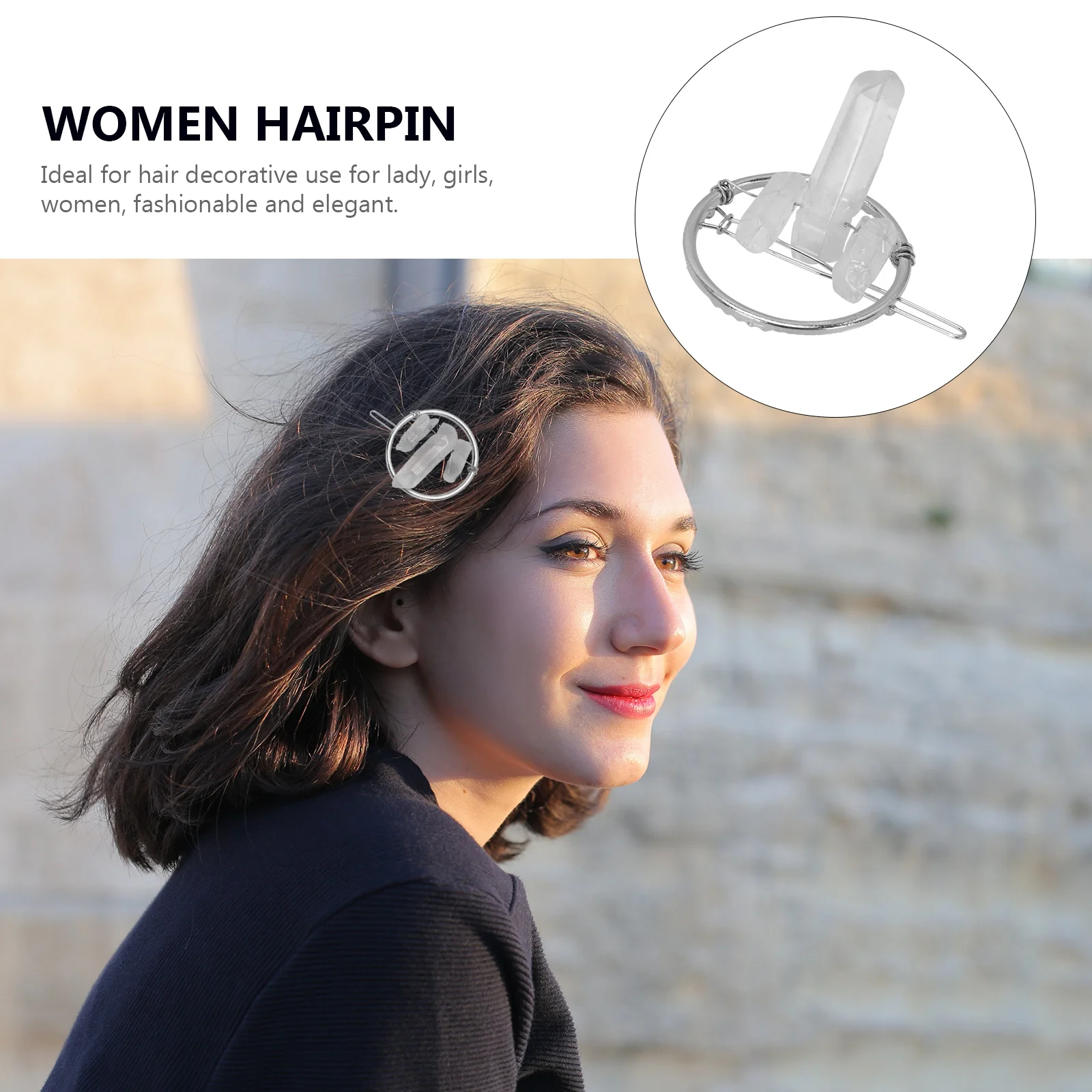 

Crystal Hairpin Thick Styling Rhinestone Clips for Bun Circle Women Round Sparkly Pins Female Shiny Girl Bride