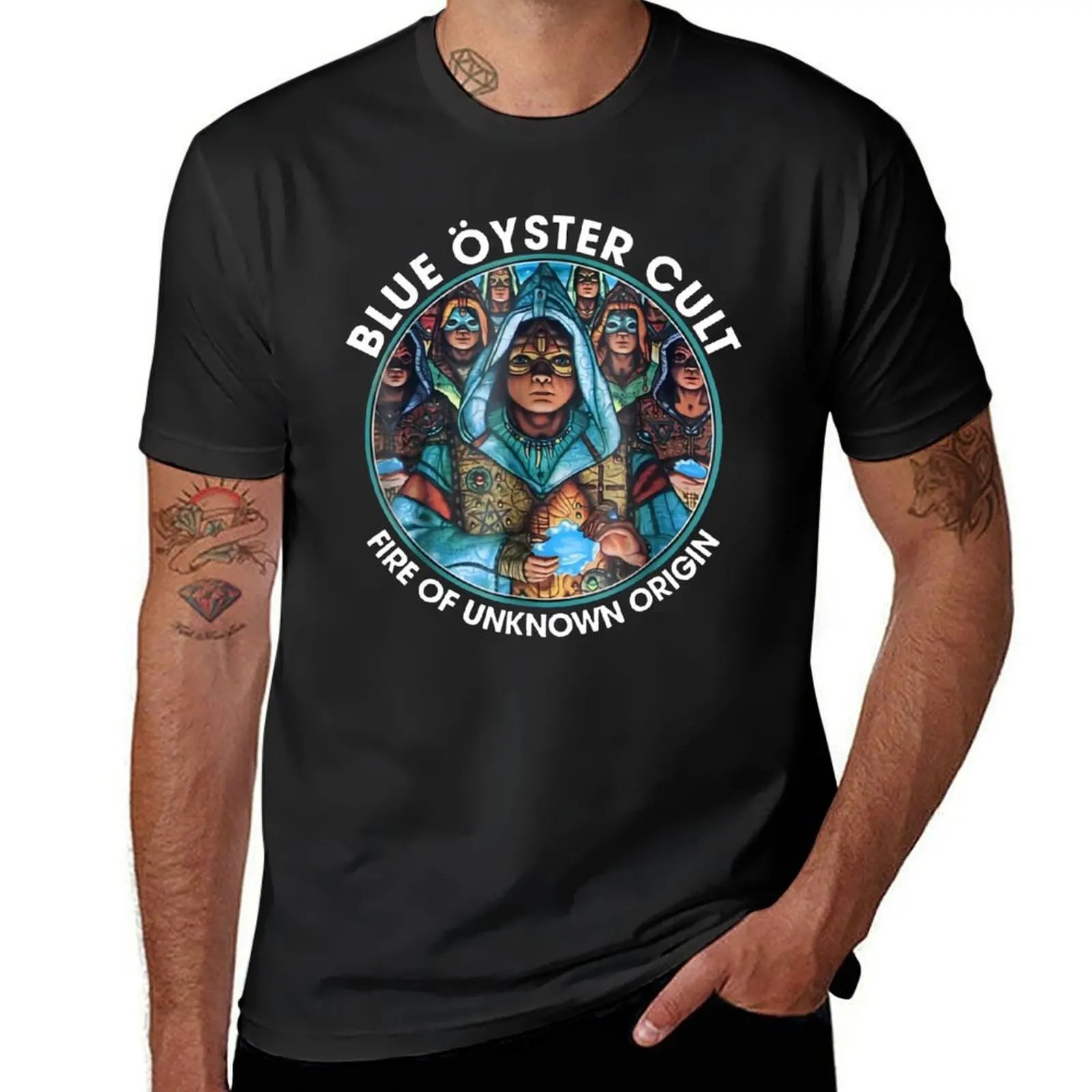 Blue ?yster Cult Fire Of Unknown Origin T-Shirt oversizeds sweat blacks boys animal print mens cotton t shirts