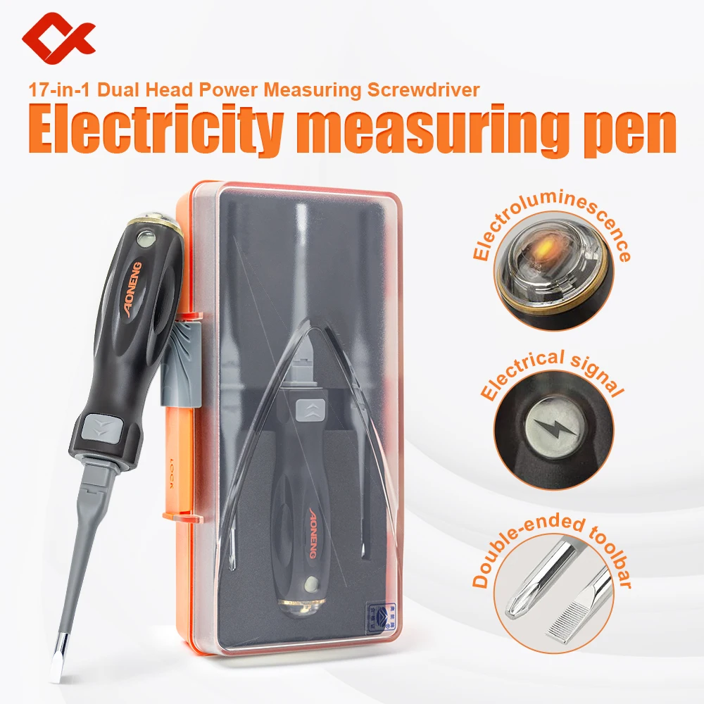 

100-250V 17-in-1 Dual Head Power Measuring Screwdriver Electricity measuring pen Insulated Electrician Pocket Tester Pen Tools