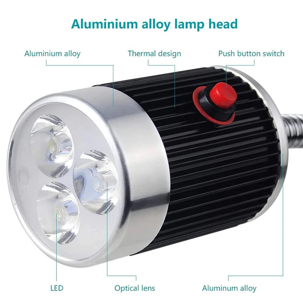 Imagem -05 - Luz de Trabalho Magnética Conduzida 24v 220v da Máquina de Costura do Diodo Emissor de Luz Brilhante Super 3w 6w 9w para as Luzes Industriais da Imprensa da Broca da Trituração do Torno