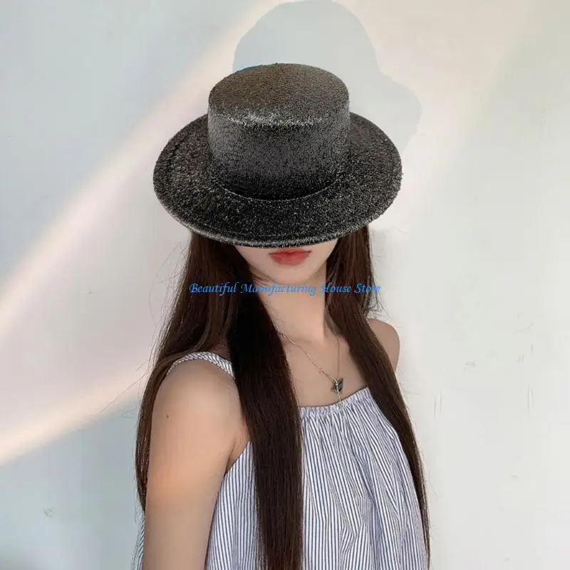 قبعة نادي بنما E56A قبعة لامعة لامعة لحفلات الكوكتيل في ديسكو هاوس