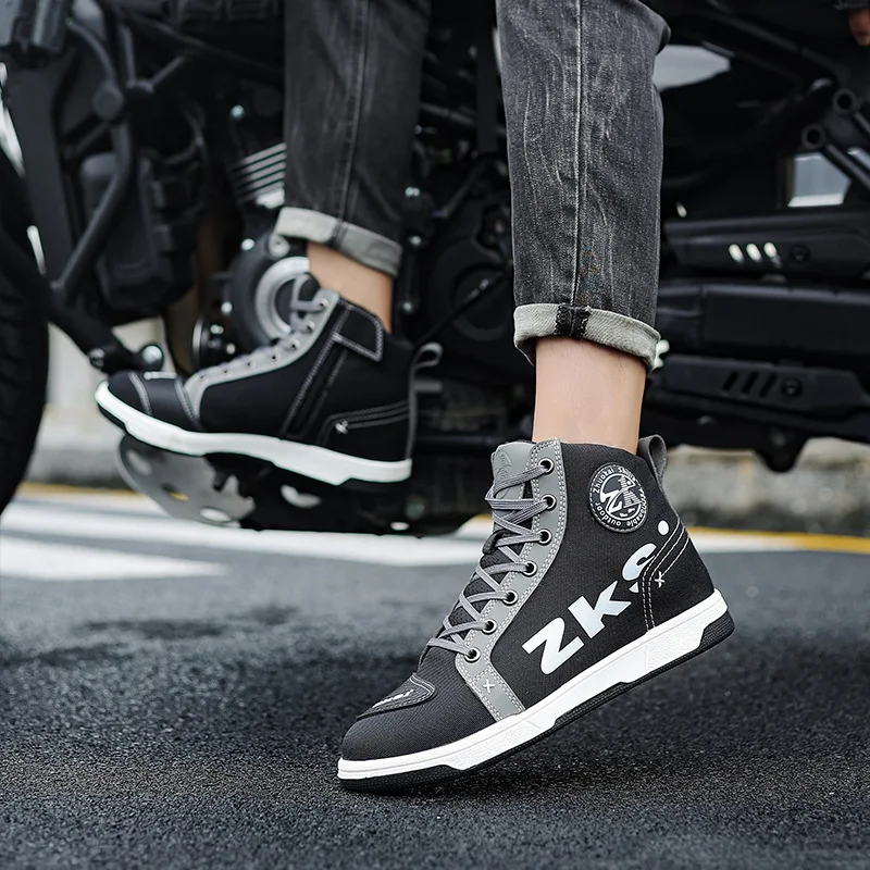 Man Motorcycle Boots Fashion Breathable Anti Slip Men's Motorbike Shoes Motocross Anti-fall Motos Ankle Length Short Boot
