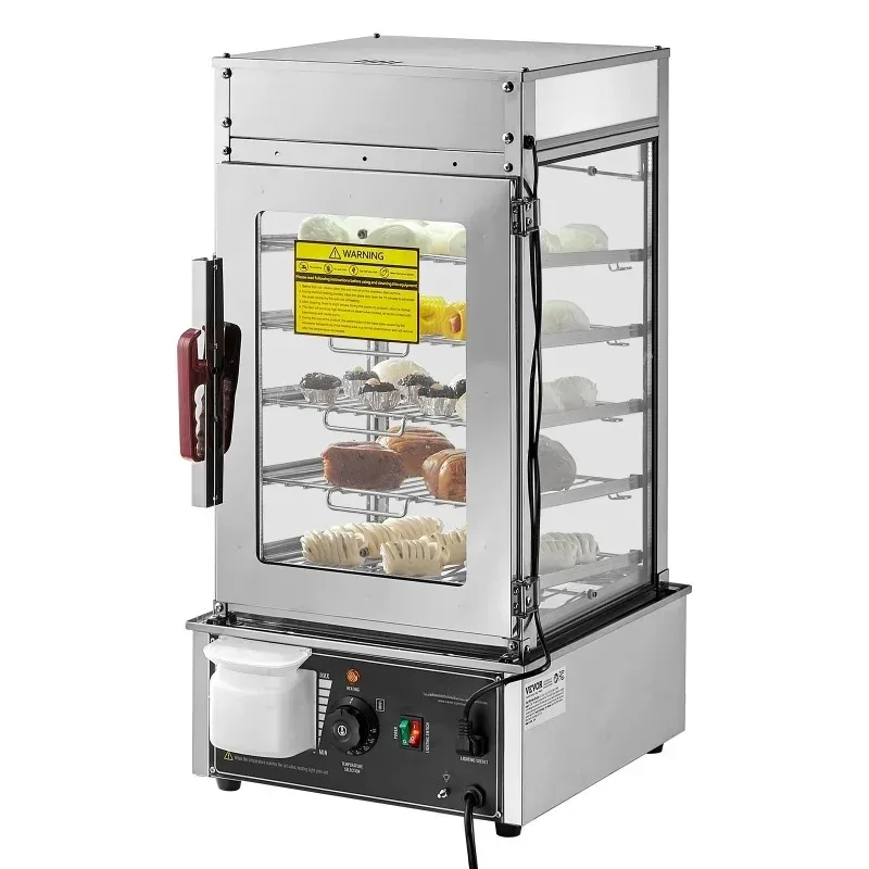 Stainless Steel Commercial Food Display Warmer, Temperature Control Bun Bread Steamer Heating Machine for Catering Snack