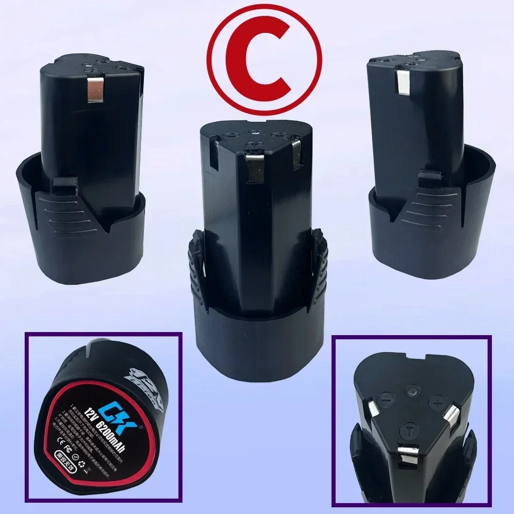 2026 العالمي 12 فولت 6200 مللي أمبير بطارية ليثيوم أيون قابلة للشحن للأدوات الكهربائية الحفر مفك كهربائي بطارية ليثيوم