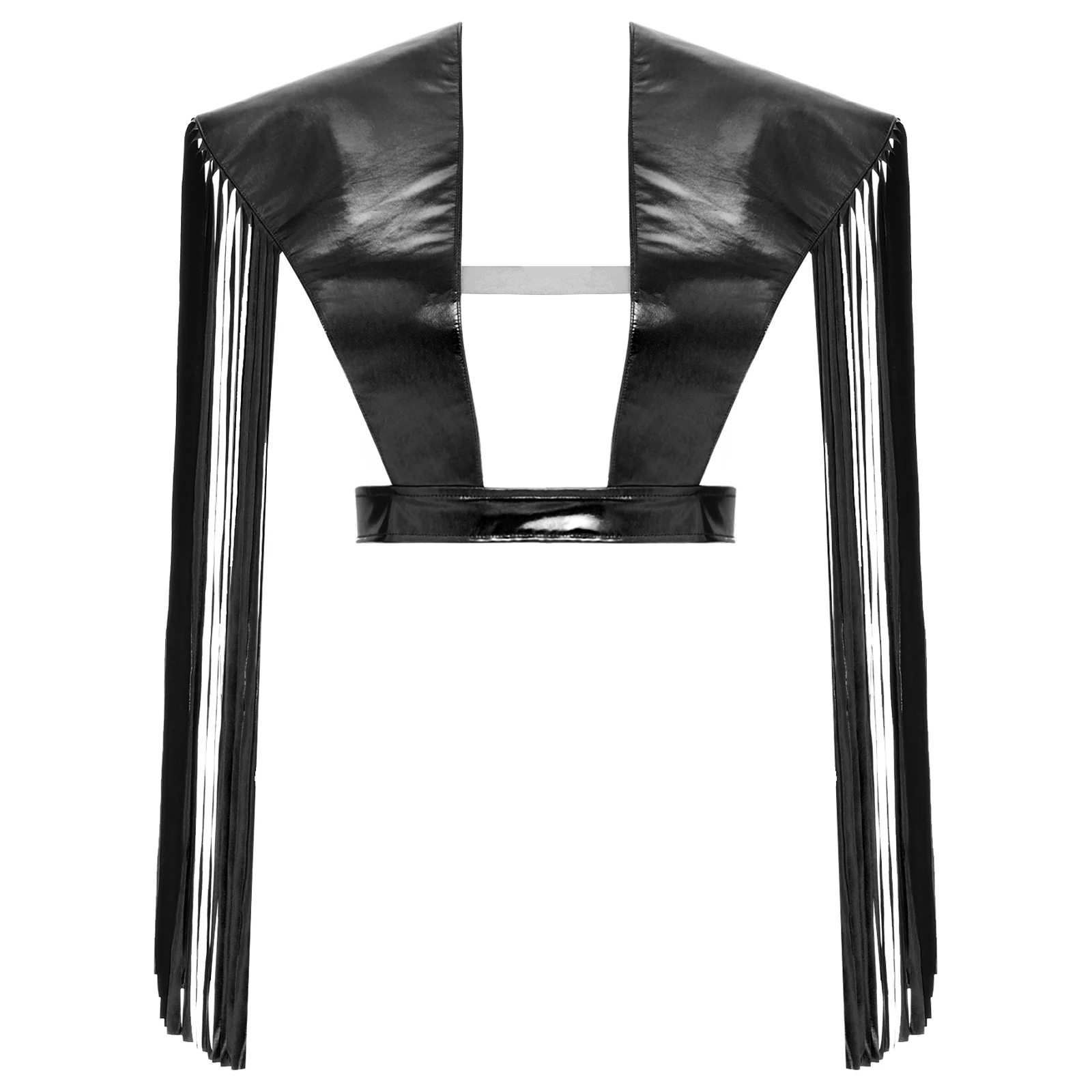 

Womens Mens Unisex Metallic Shiny Shoulder Shrugs Tassel Fringe Adjustable Armor Shawls for Halloween Cosplay Masquerade Party