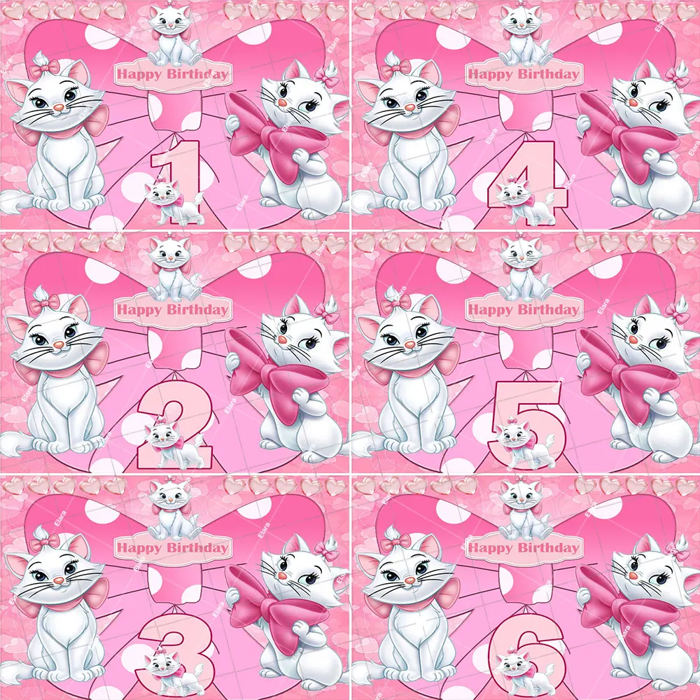 

Cute Pink Marie Cat Background 1-20th Girl Birthday Party Decoration Numbers Backdrop Banner Baby Shower Kid Gifts Supplies Prop