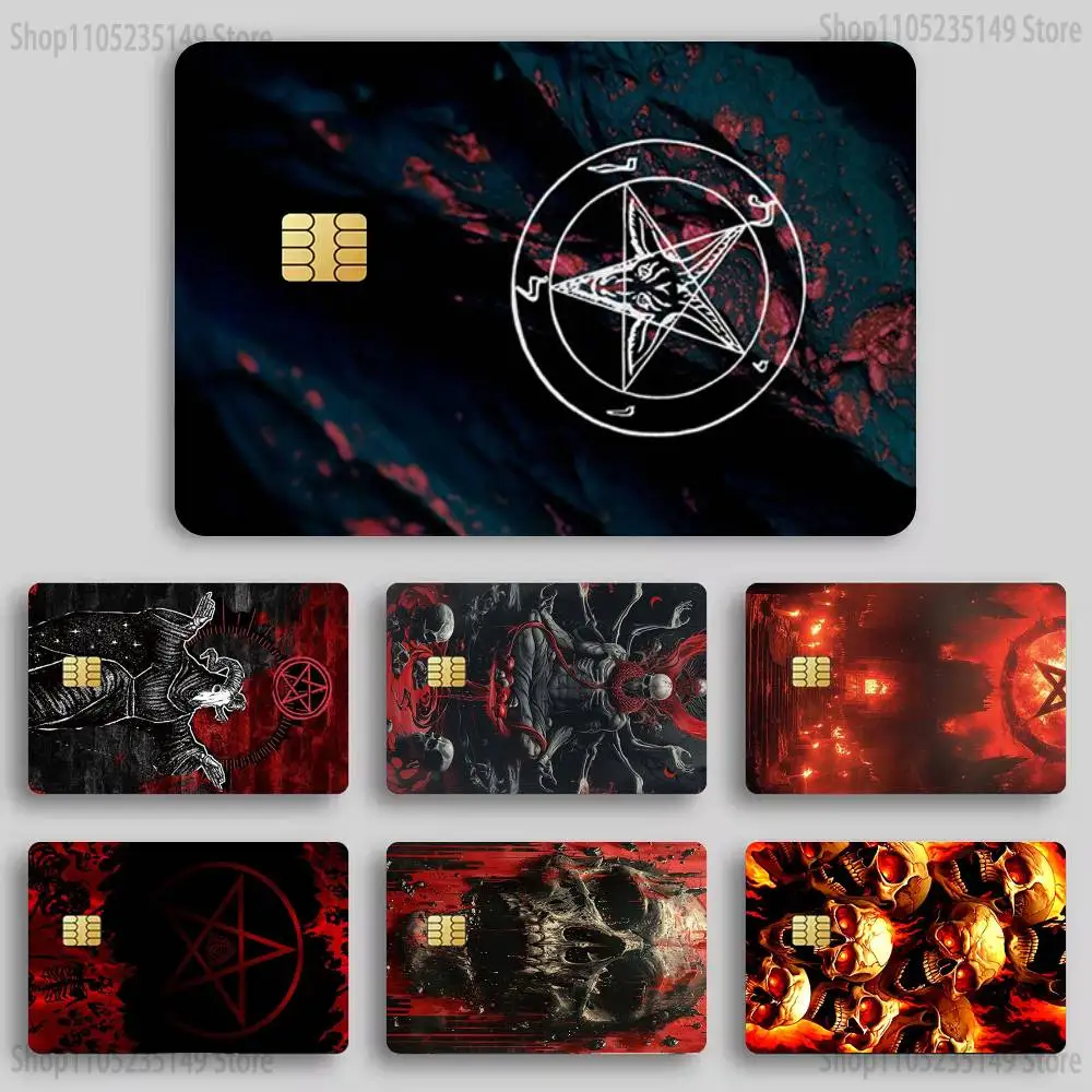 

Satanic Scary Skull Sticker Film Tape Skin for Credit Card Debit Card Cartoon Waterproof Stickers Small Chip