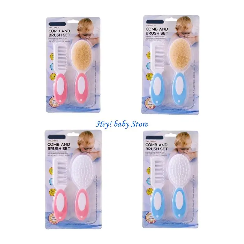 

Q1FE Infant Bath Time Essential Soft Hair Brush for Scalp Cleansing and Body Scrubbing Includes Grooming Hair Comb