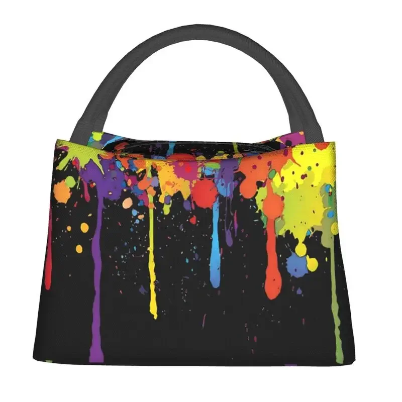 Multicolored Paint Splatter Insulated Lunch Bags for Work Office Artist Graffiti Art Leakproof Thermal Cooler Bento Box Women