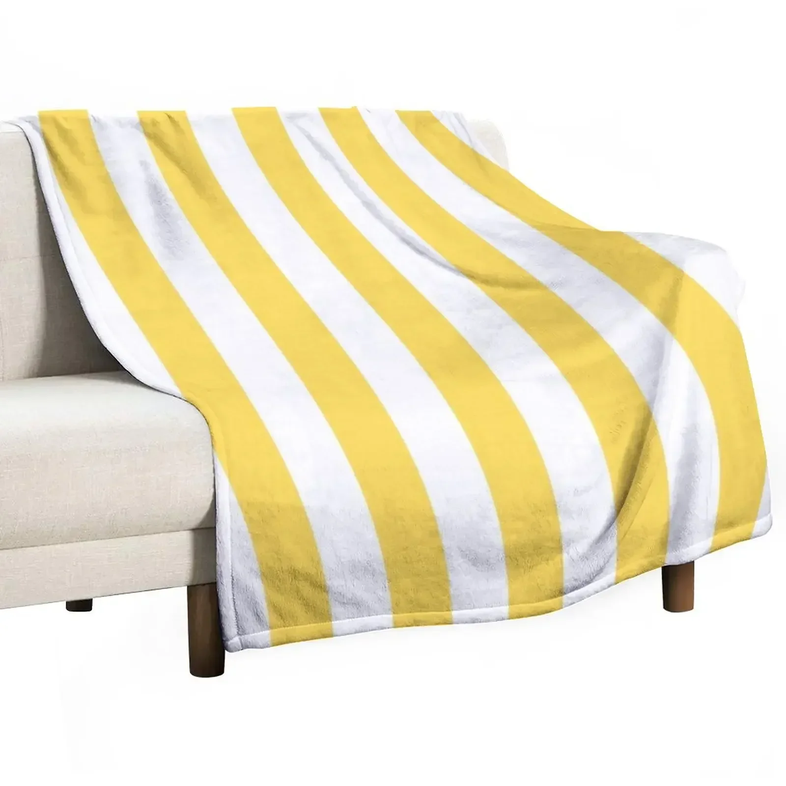 

Yellow and White Vertical Stripes Throw Blanket Plaid on the sofa For Decorative Sofa Flannels Decorative Throw Blankets