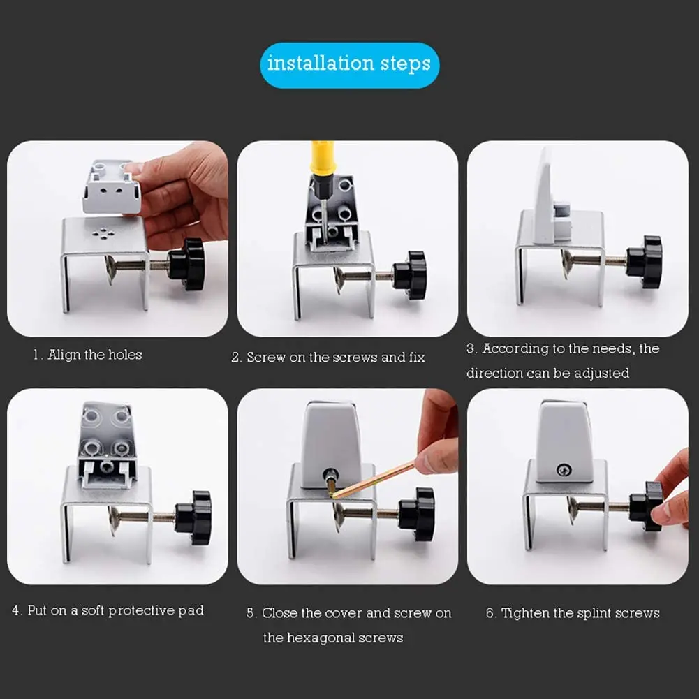 Espessado Bezel Clip Edge Clamp, Partition Bracket, Dual Direction, Divisor de tela, Desk Support Holder, 4pcs