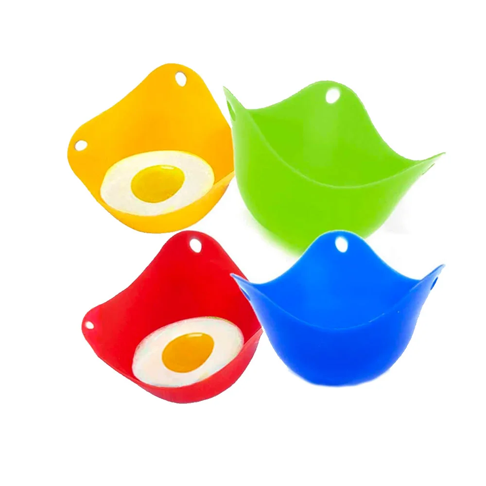 Kitchen Accessories 4Pcs/lot Silicone Egg Poacher Boiler Mould Cups with Stand Designs High Temperature Resistance Home Gadgets