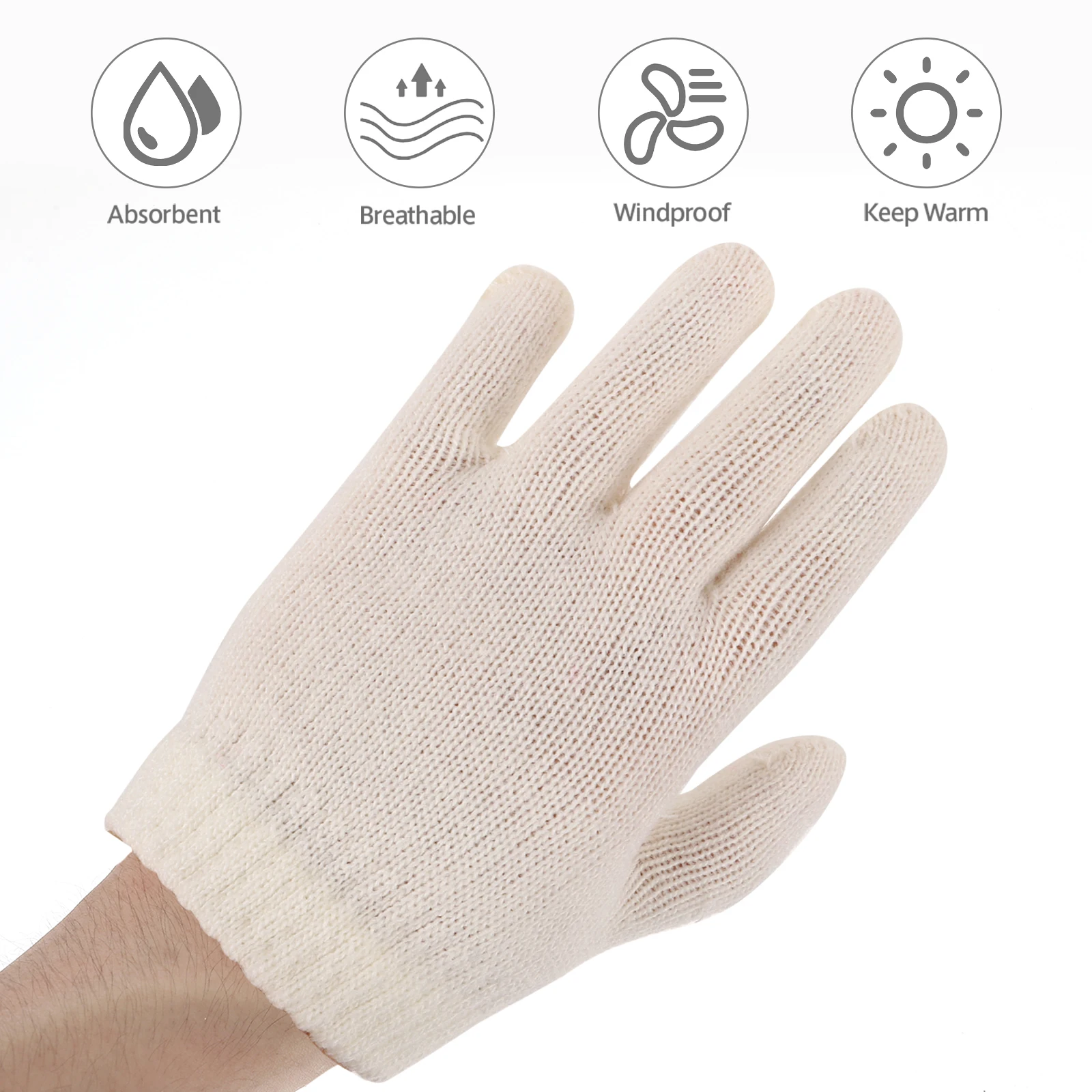 

BESPORTBLE Knitted Warm Gloves for Kids Winter Stretchy Mittens Children Girls Boys Cold Weather Lightweight Soft White