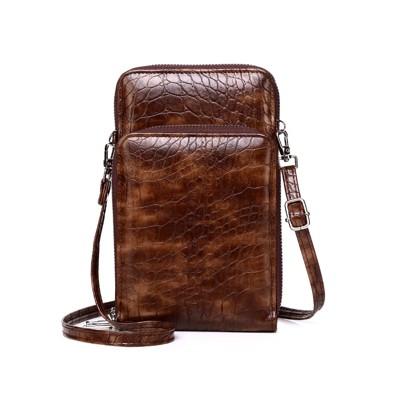 Crocodilo PU couro com zíper para homens, crossbody moderno, trabalho e mensageiro, novo