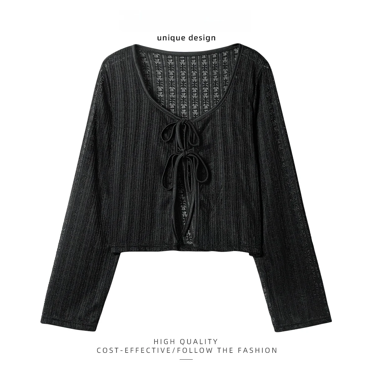 PAIXIANG Spicy Girl Pure Desire Knitted Cardigan Women's Summer New Hollow out Chiffon ort Outerwear V-ne Tie-dye