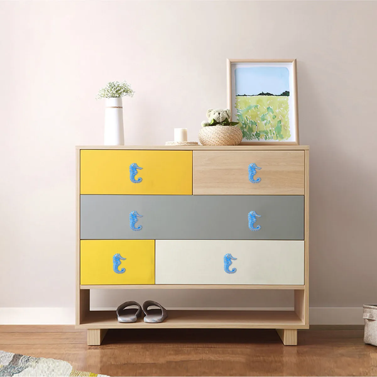 1Pcs Seahorse Cabinet Handle Ocean Theme Drawer Knob Retro Single Hole Door Pull for Wardrobe Cupboard Furniture
