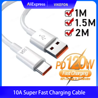Universal 120W USB Type-C Cable 10A Super Fast Charging Cable 1M/1.5M/2M For Xiaomi Smasung S24 S23 Huawei P70 Honor Data Cord