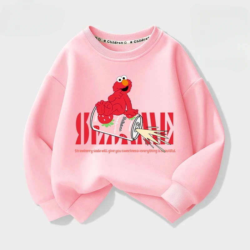 Soft and cute Sesame Street Cartoon Anime periphery Girl\'s round neck pullover sweater Spring and Autumn New Children\'s pullover