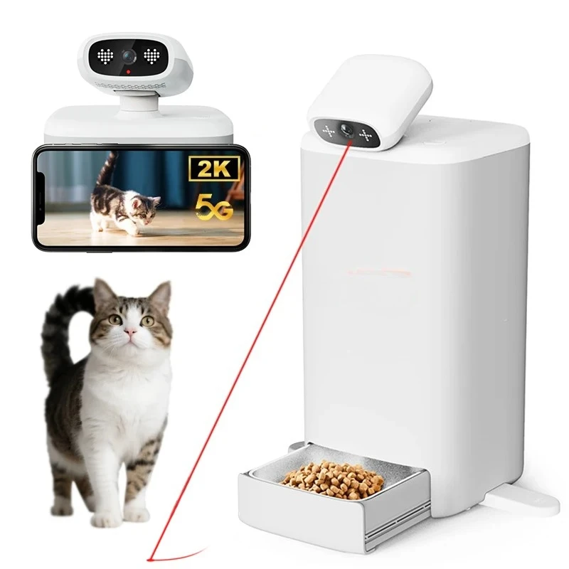 Hot Sale Cat Feeder App Remote Control Pet Food Dispenser Smart Dog Feeder with 360° View Camera 1080P HD Video Night Vision