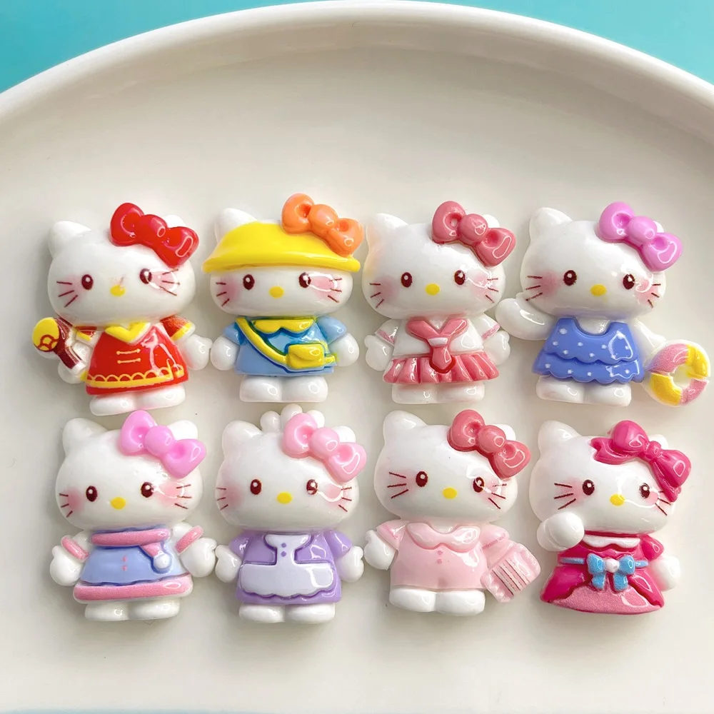 8Pcs/Set Sanrio Hello Kitty Flat Back Patch Cream Glue Diy Phone Case Headband Hair Accessories Water Cup Decoration Resin Toys