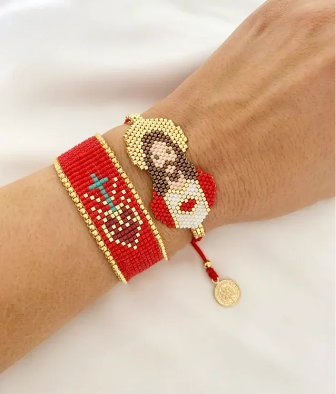 Handmade Religious Sacred Heart jesus Charm Bracelet adjustable bracelet jewelry for women GIRL