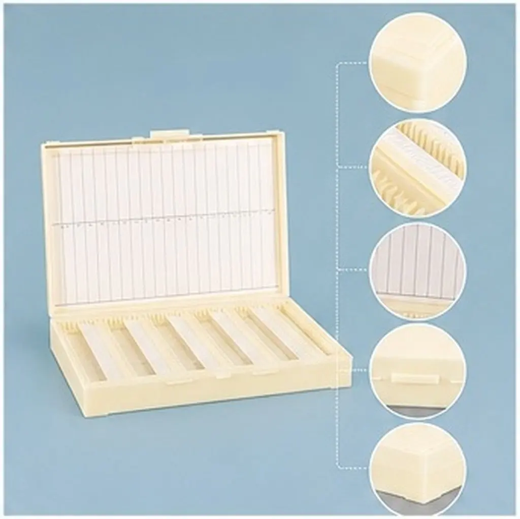 2Pcs Plastic Slide Storage Box for Microscope Slides Sturdy ABS Construction Multi-Level Shallow Slots Numbered for Easy