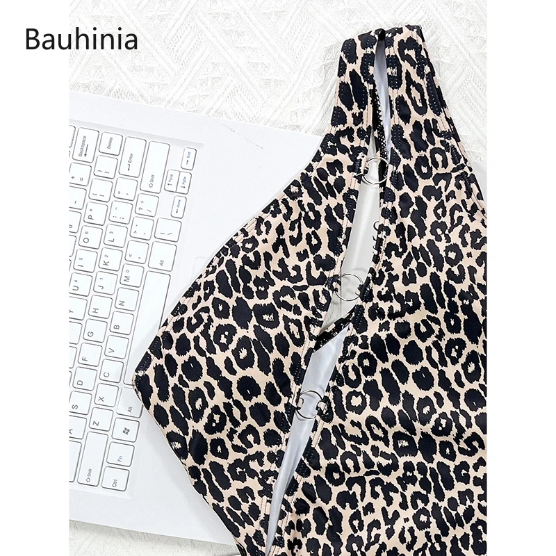 Bauhinia New Hollow Out Sexy One Piece Swimsuit Leopard Print Women Push Up Monokini Bodysuit Bathing Suit Beach Swimwear