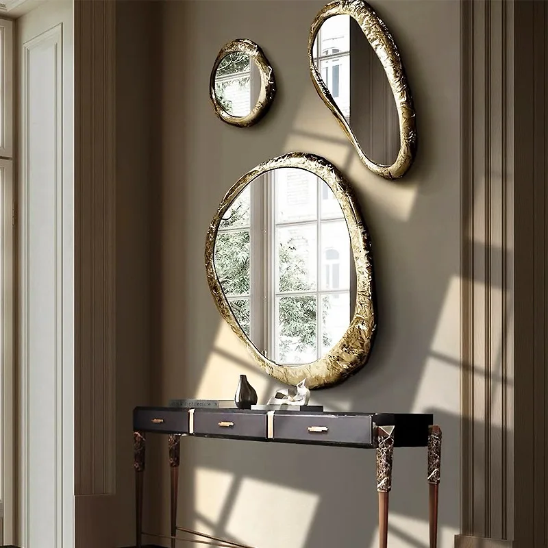 

Pure copper decorative mirror designer living room corridor hanging mirror entry creative senior entrance