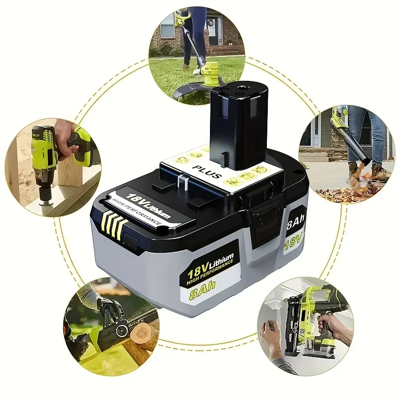 Verbessertes Set mit 8,0-Ah-Ersatzbatterien für Ryobi One+P108 18V, inklusive P108/P109/P107/P105/P104/P103/PBP005 – Detail 3