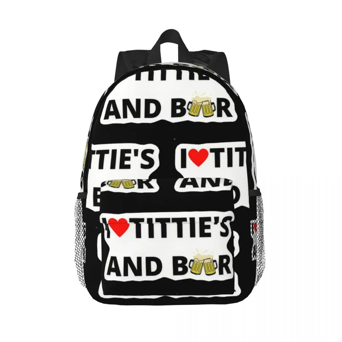 

I Heart Titties And Beer Backpack Middle High College School Student Bookbag